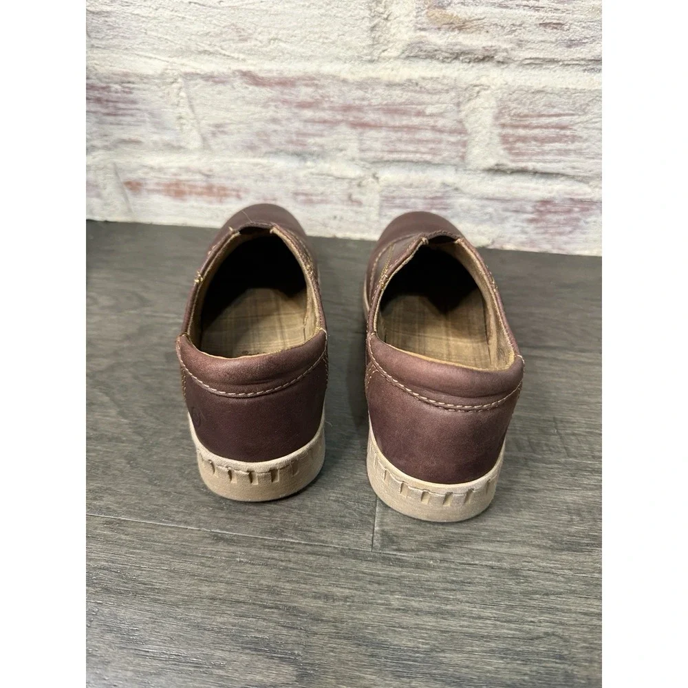 Born Shoes Womens 7 Berua Gored Slip on Sneakers Brown Leather Round Toe Comfort